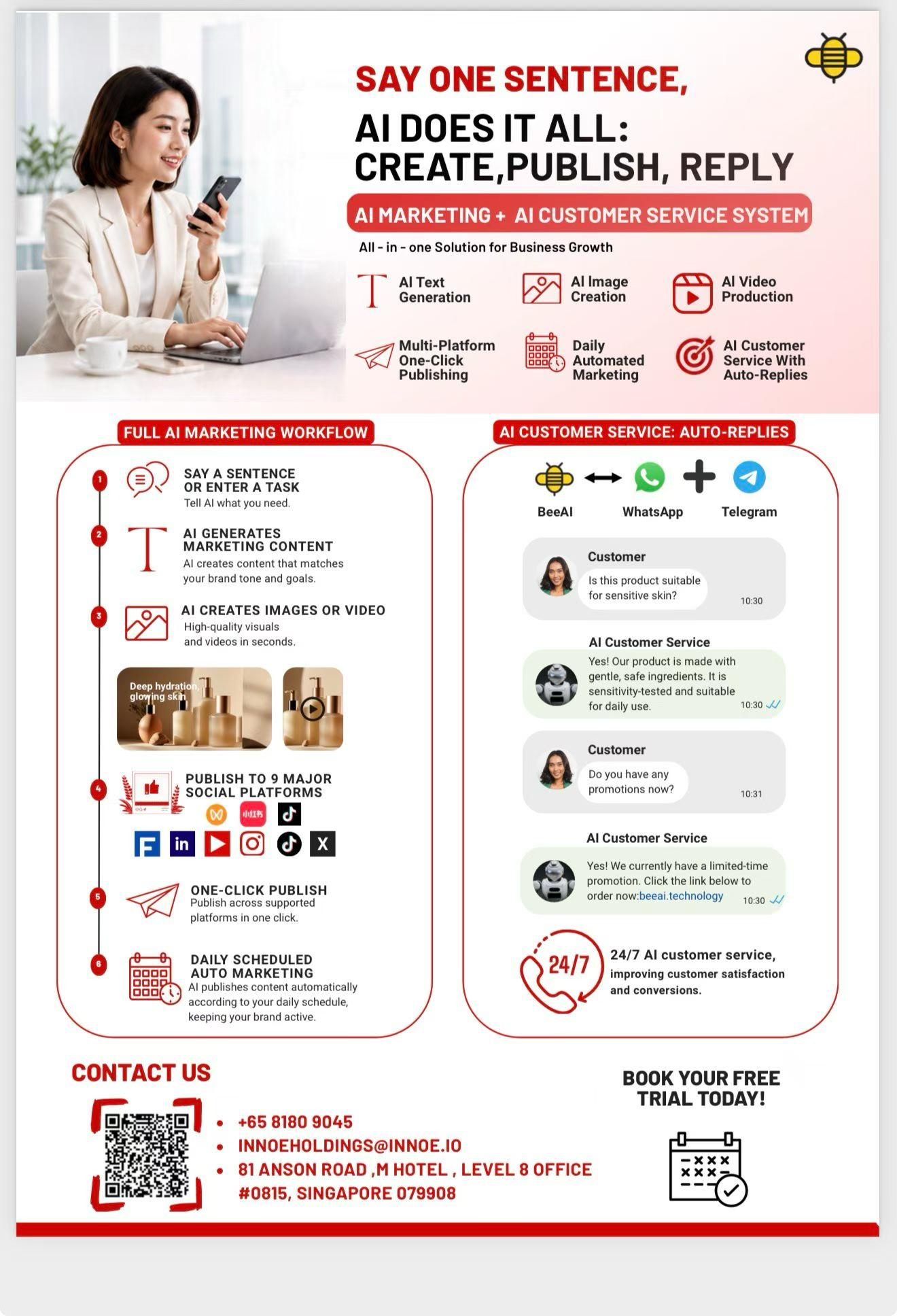 BeeAI AI marketing and customer service platform overview
